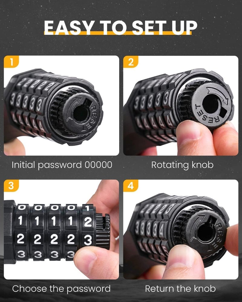 KEYSTP Bike Lock Cable with Combination,High Security 5-Digit Resettable Combination Bicycle Lock Anti-Theft, with Mounting Bracket for Bikes and Scooters - Image 2